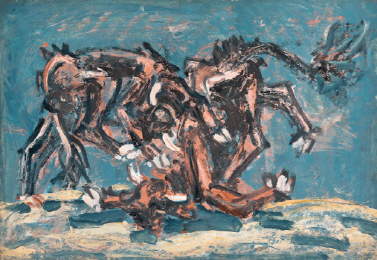 이중섭作 <싸우는 소> Oil on Paper, 26 x 38.5cm, 1955년. 포스코 제공